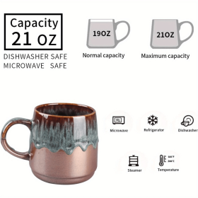 Large Ceramic Coffee Mug, 21 Oz, Gilt Reseda Big Tea Cup for Office and Home, Dishwasher and Microwave Safe‚Ä¶